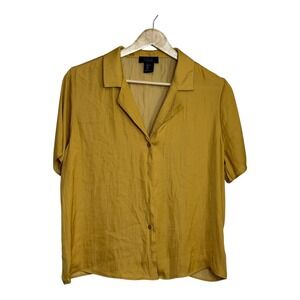 Rachel Roy Gold‎ Button-Up Short Sleeve Blouse Shirt Womens Size S